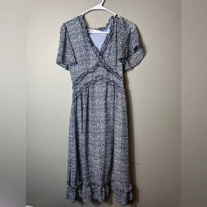 Kirundo Womens Short‎ Sleeve Navy/White
Medium VNeck Ruffle ALine